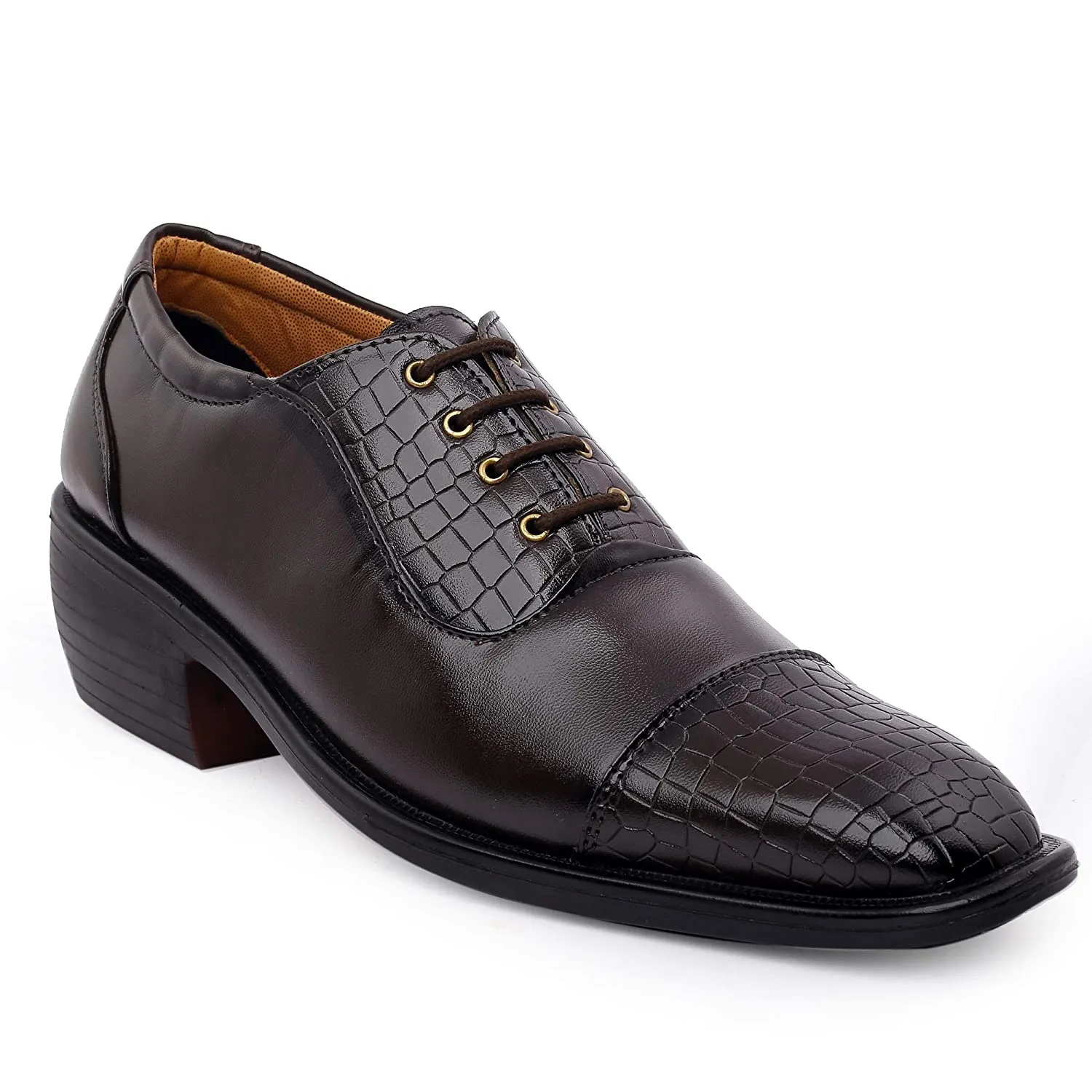 Stylish Brown Formal and Casual Wear Lace-Up Shoes With Height Increasing Heel-JonasParamount