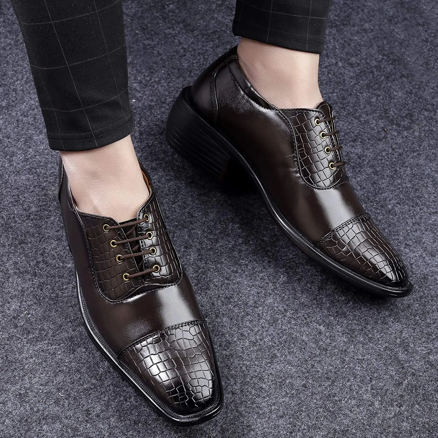 Stylish Brown Formal and Casual Wear Lace-Up Shoes With Height Increasing Heel-JonasParamount
