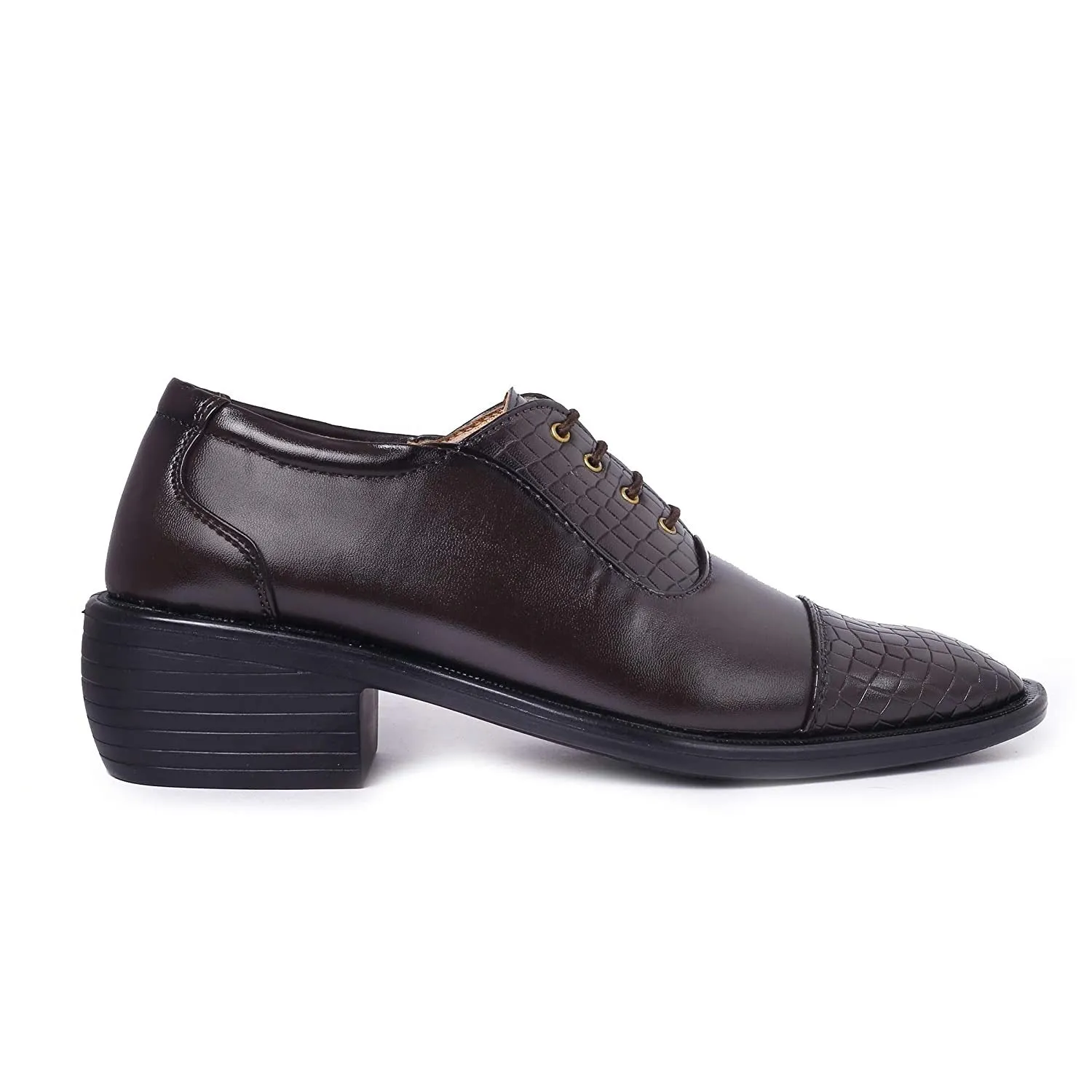 Stylish Brown Formal and Casual Wear Lace-Up Shoes With Height Increasing Heel-JonasParamount