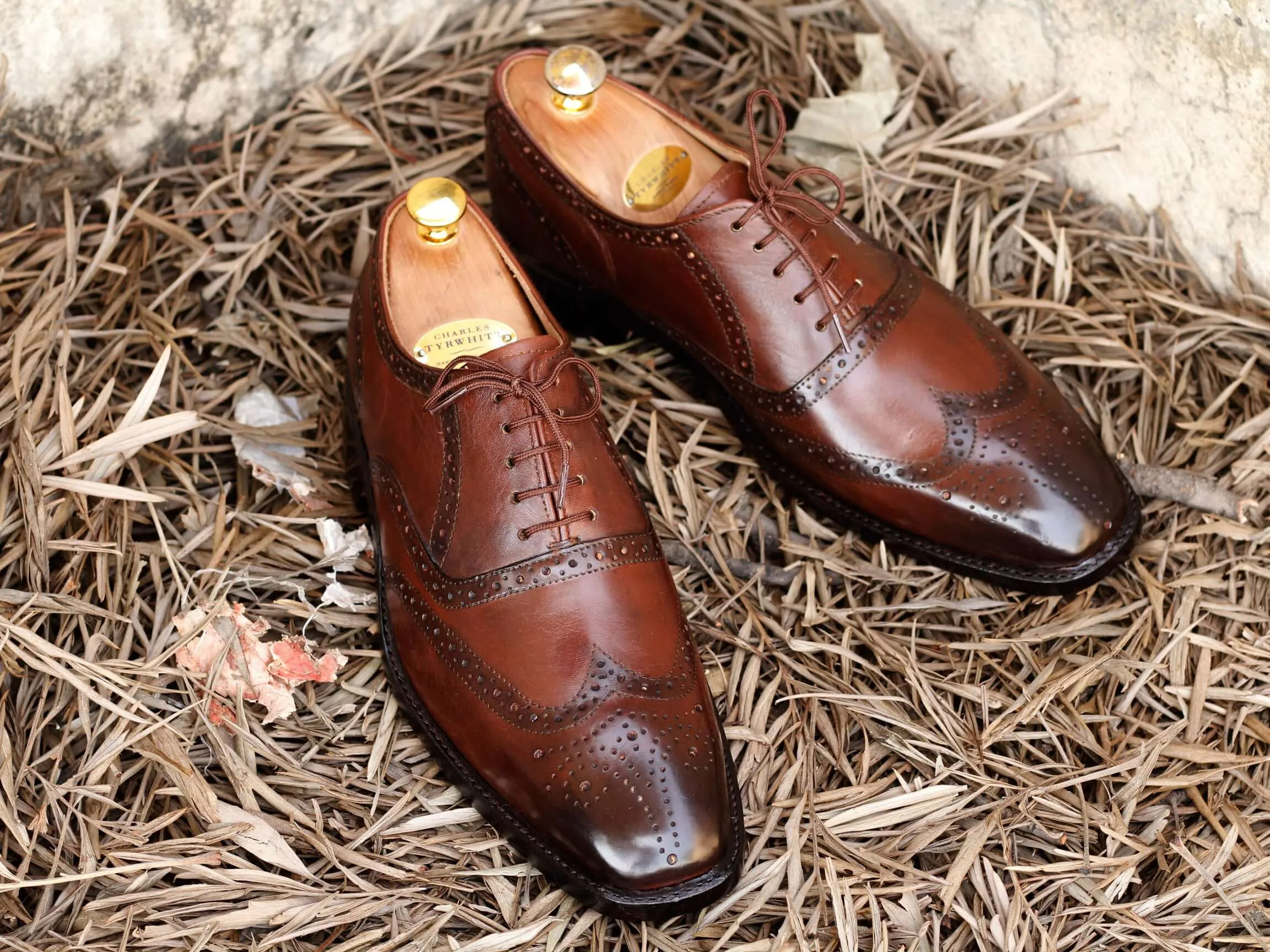 Stylish Handmade Men's Brown Wing Tip Brogue Leather Shoes, Men Designer Dress Shoes