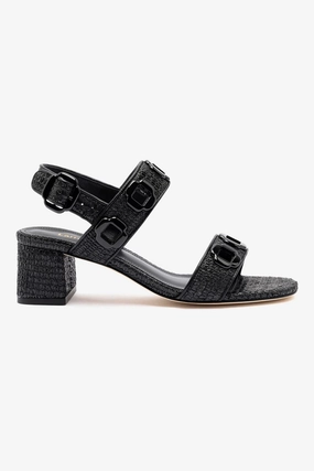 Hydrophobic Lining Chic Walk Stylish Daily Wear Milan Sandal In Black Wave Raffia