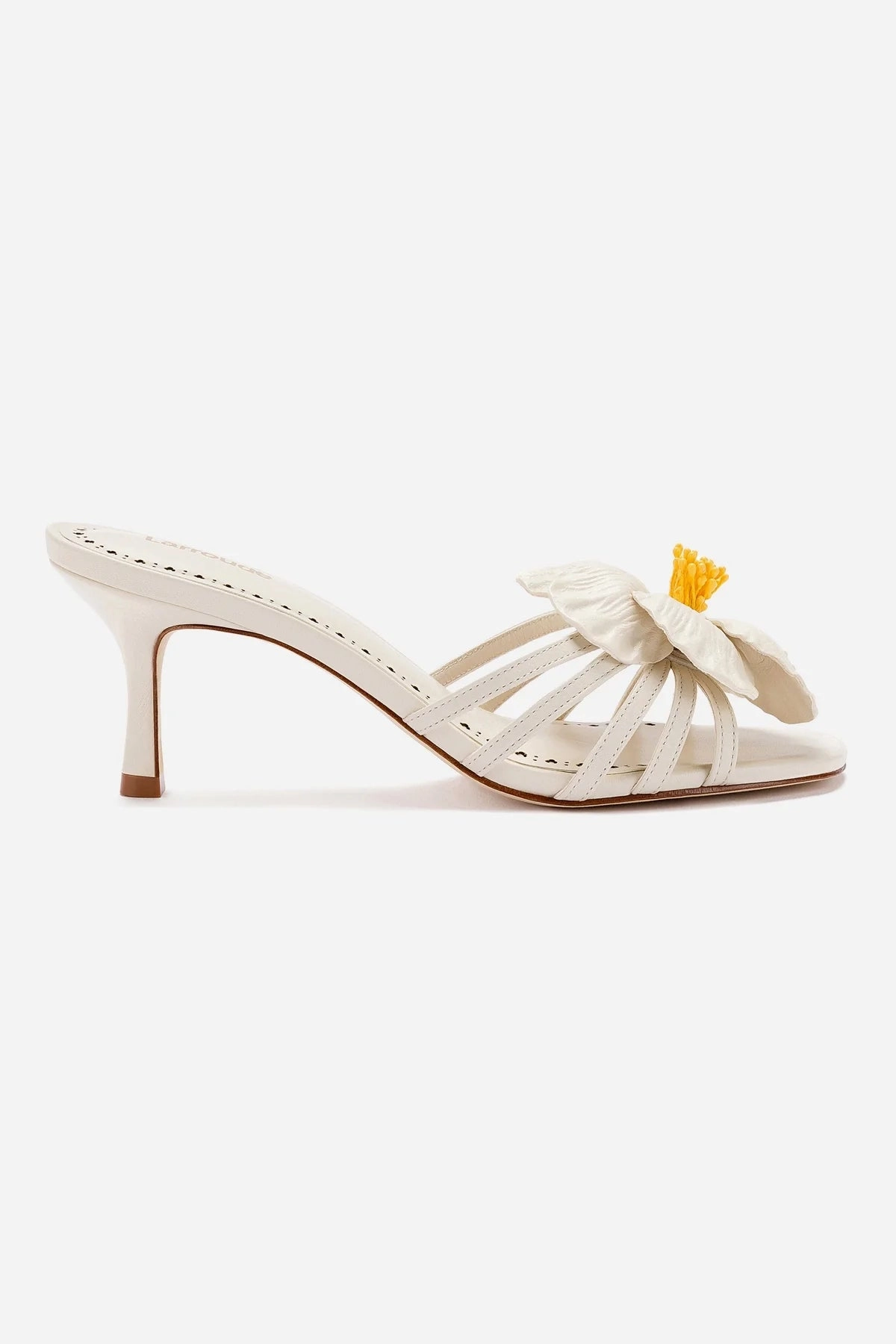 Stylish Footwear Magnolia Mule In Ivory Leather Green Fresh Toe Post Design