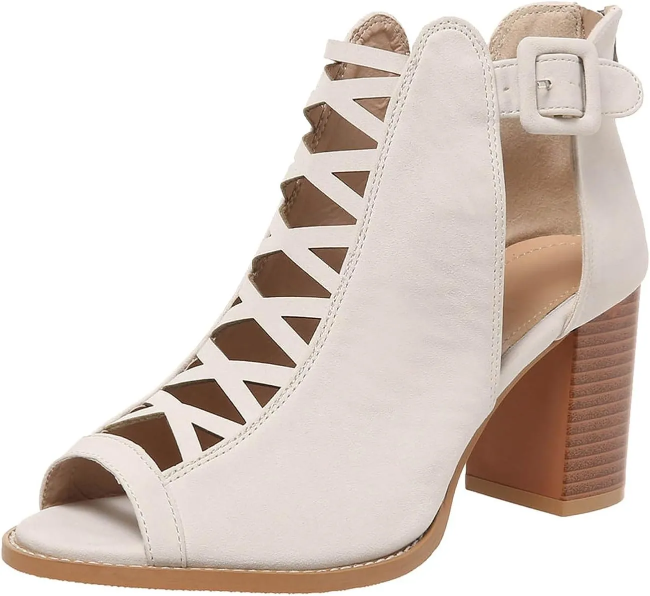 Summer Versatile Sandals for Women Comfortable Stylish Cut Out Design Mesh Chunky Fall Boots for Women Knee High Heels