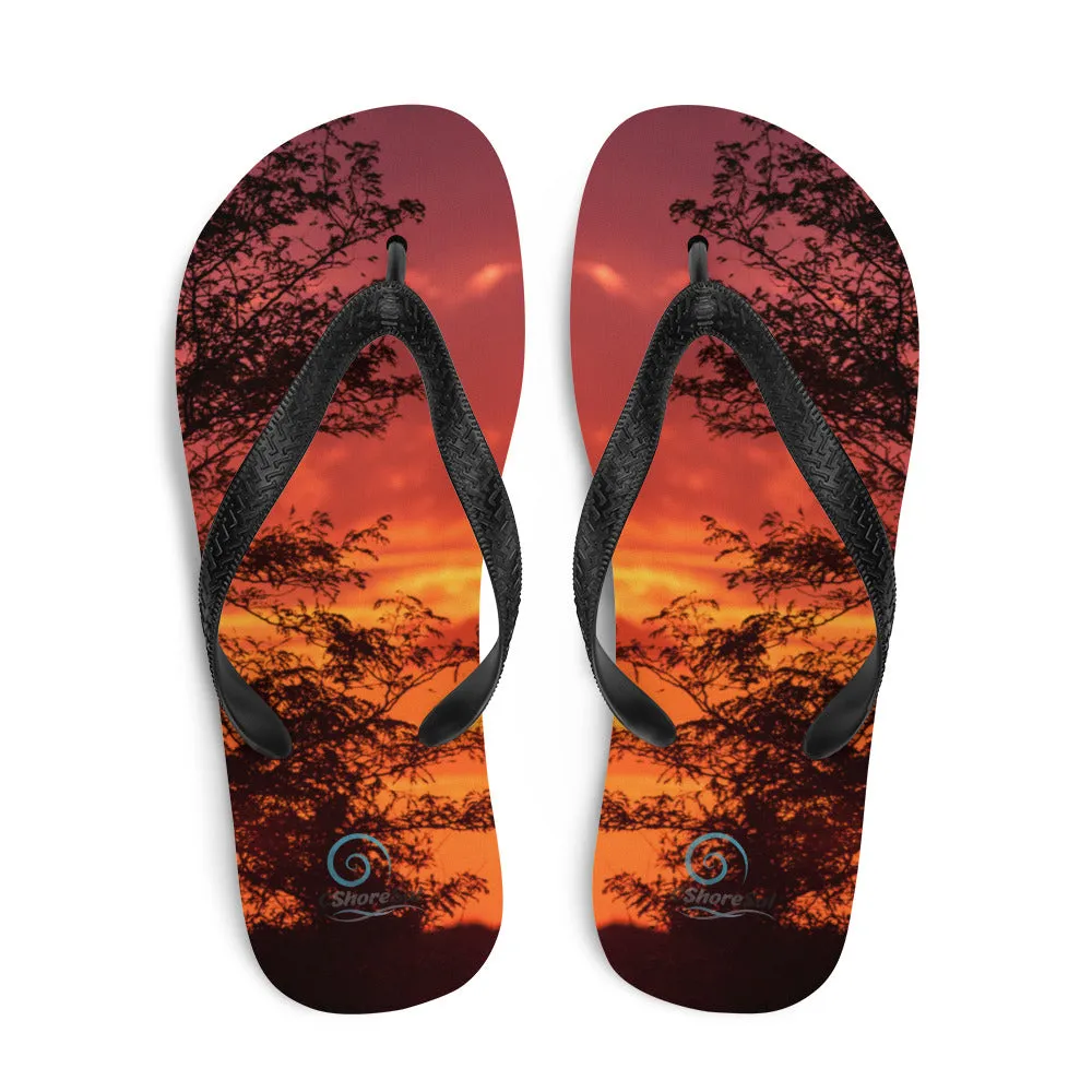 Sunset Trees Flip-Flops