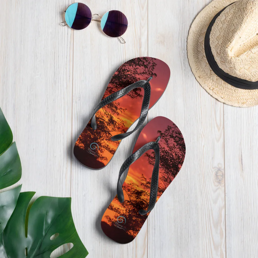 Sunset Trees Flip-Flops