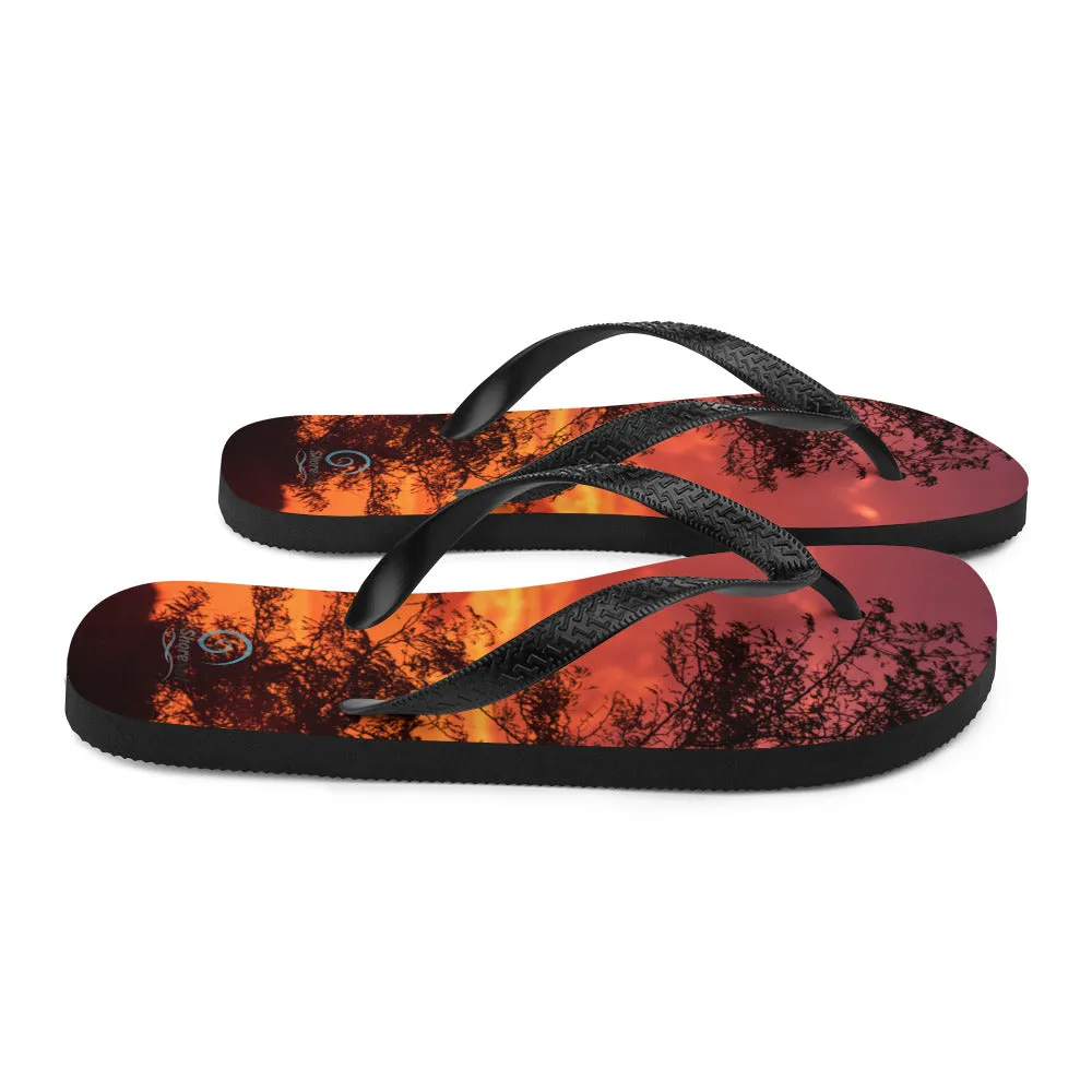 Sunset Trees Flip-Flops