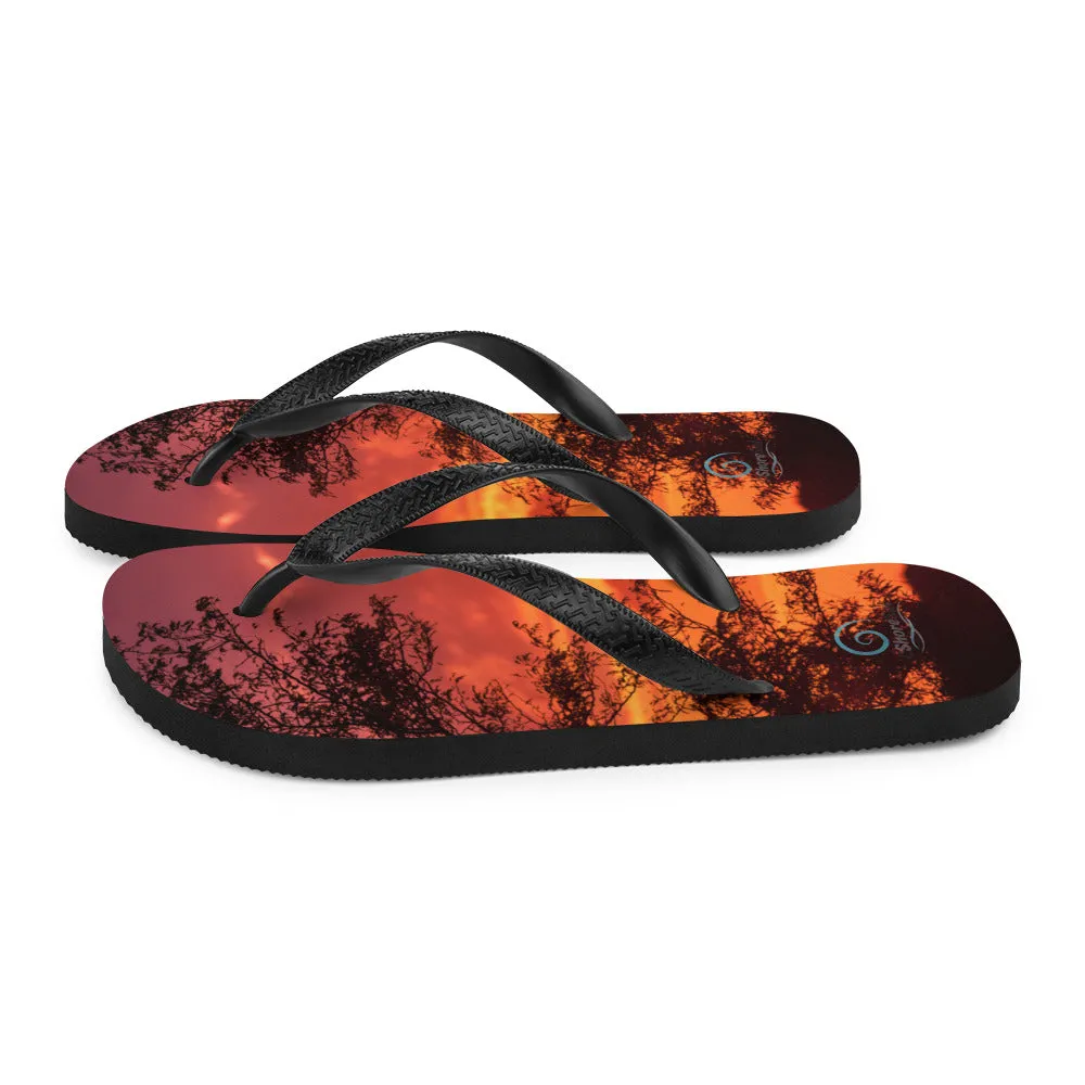 Sunset Trees Flip-Flops