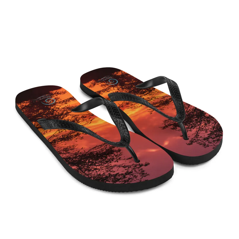 Sunset Trees Flip-Flops