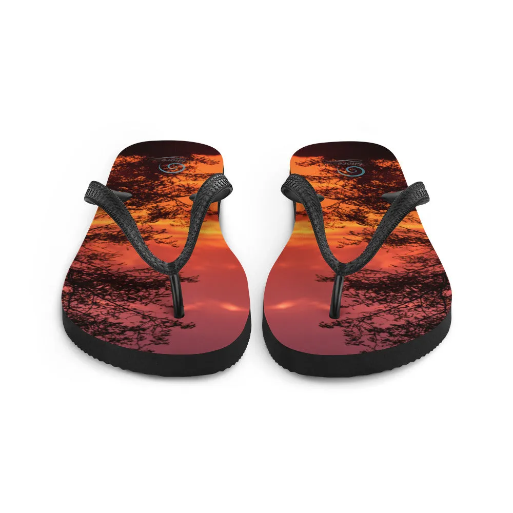 Sunset Trees Flip-Flops