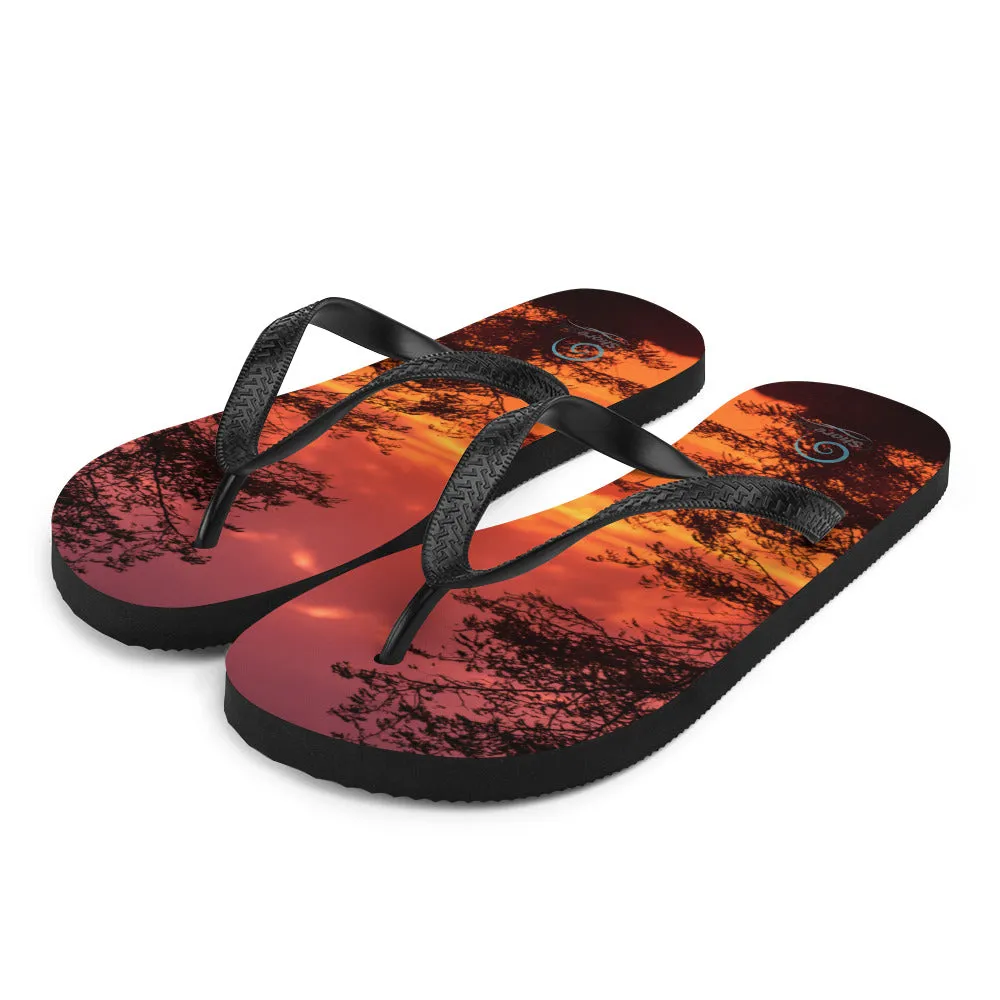 Sunset Trees Flip-Flops