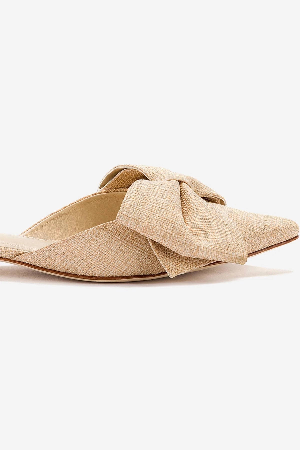 Slip On Elle Flat Mule In Beige Raffia