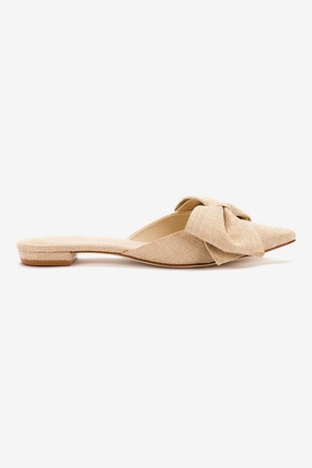 Rest Mood Date wear Elle Flat Mule In Beige Raffia