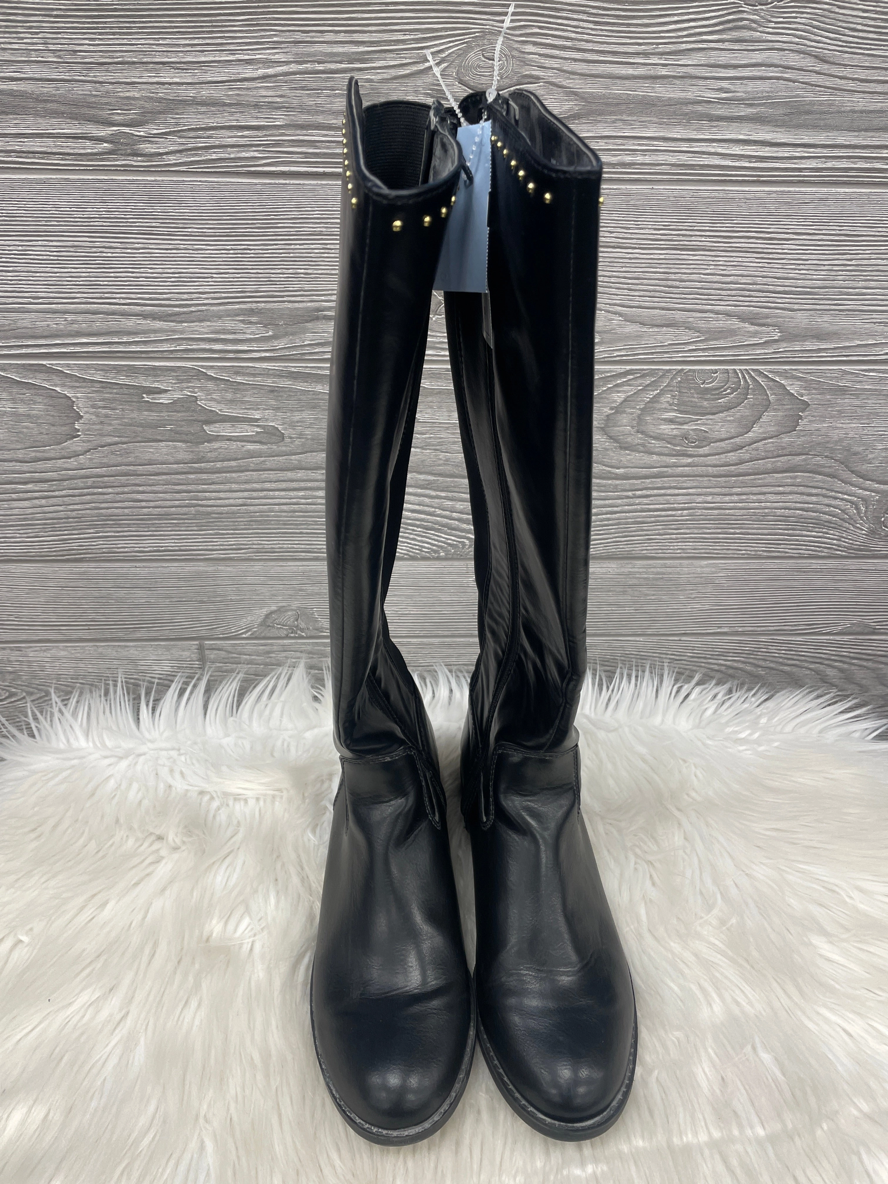 Lace-Up Style Boots Knee Flats By Clothes Mentor In Black, Size: 10