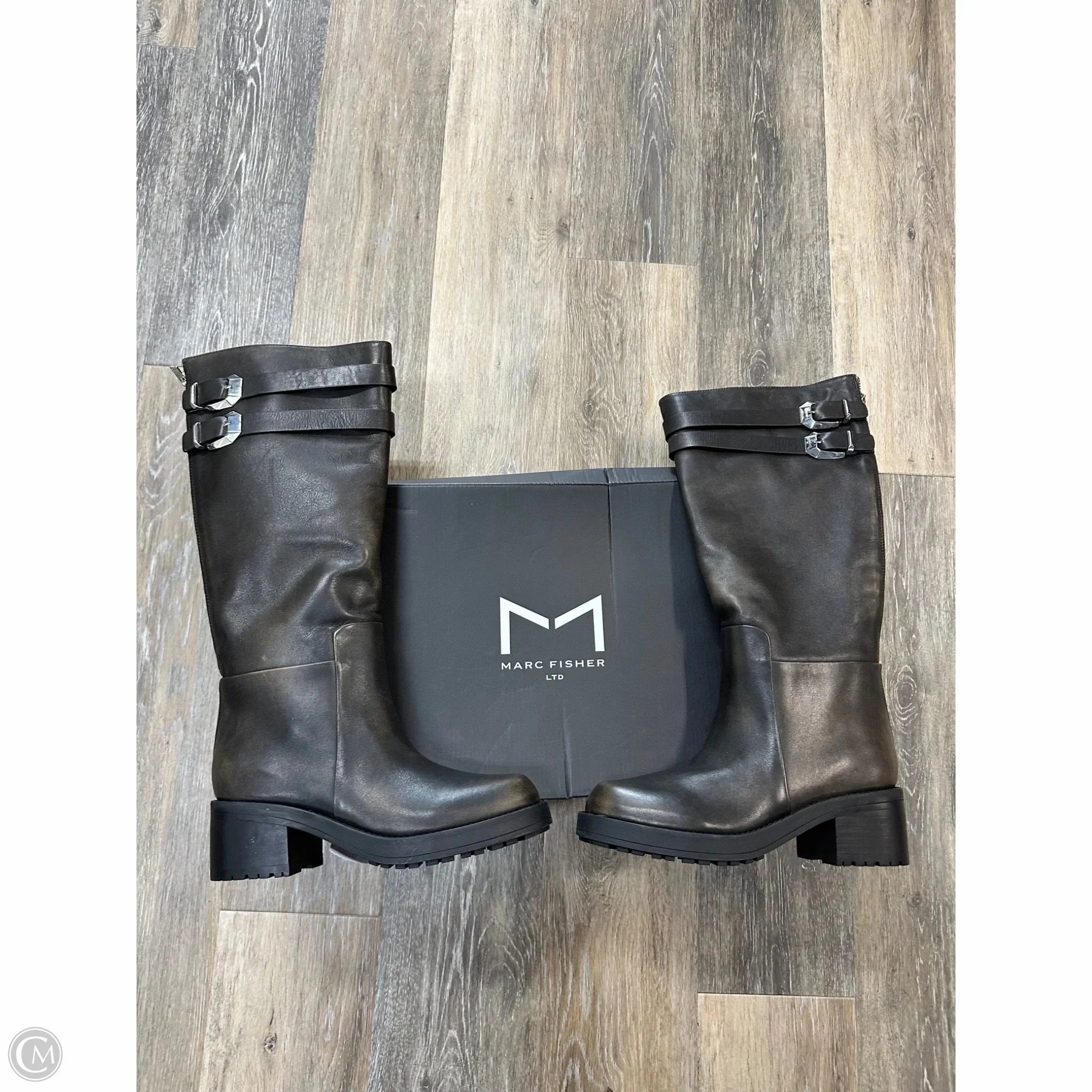 Boots Knee Heels By Marc Fisher In Brown, Size: 7.5 Smooth Texture Family Fit