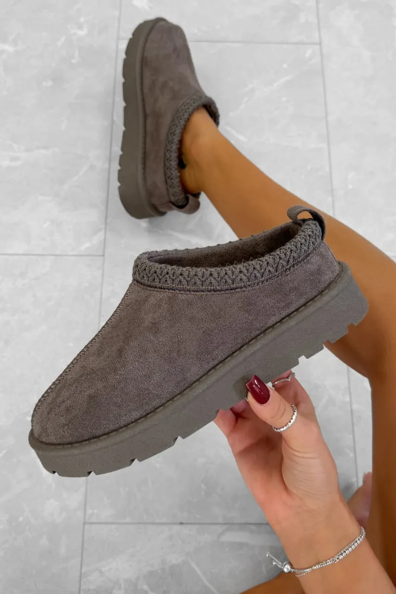TALA Suede Embroidered Slippers - Mauve