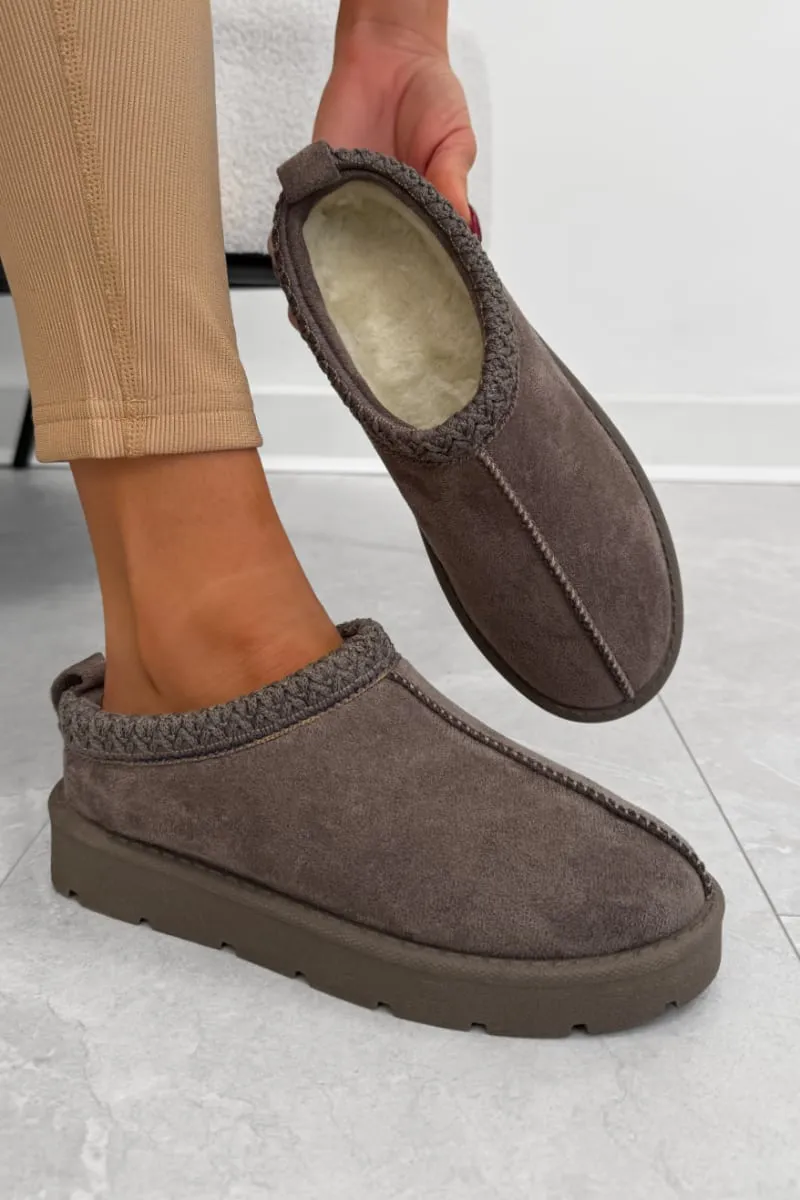 TALA Suede Embroidered Slippers - Mauve