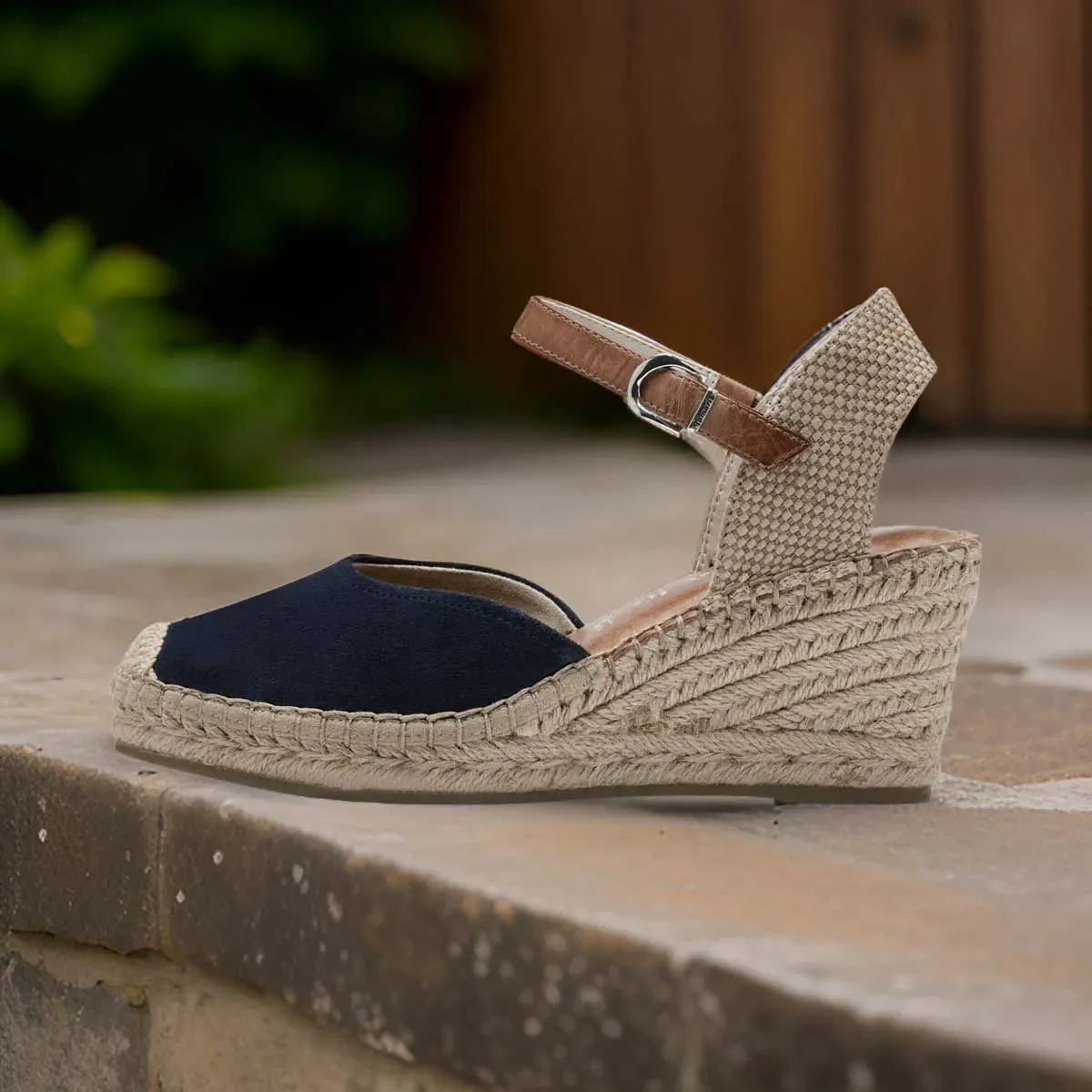 Tamaris Espadrille Sandals - Navy & Beige