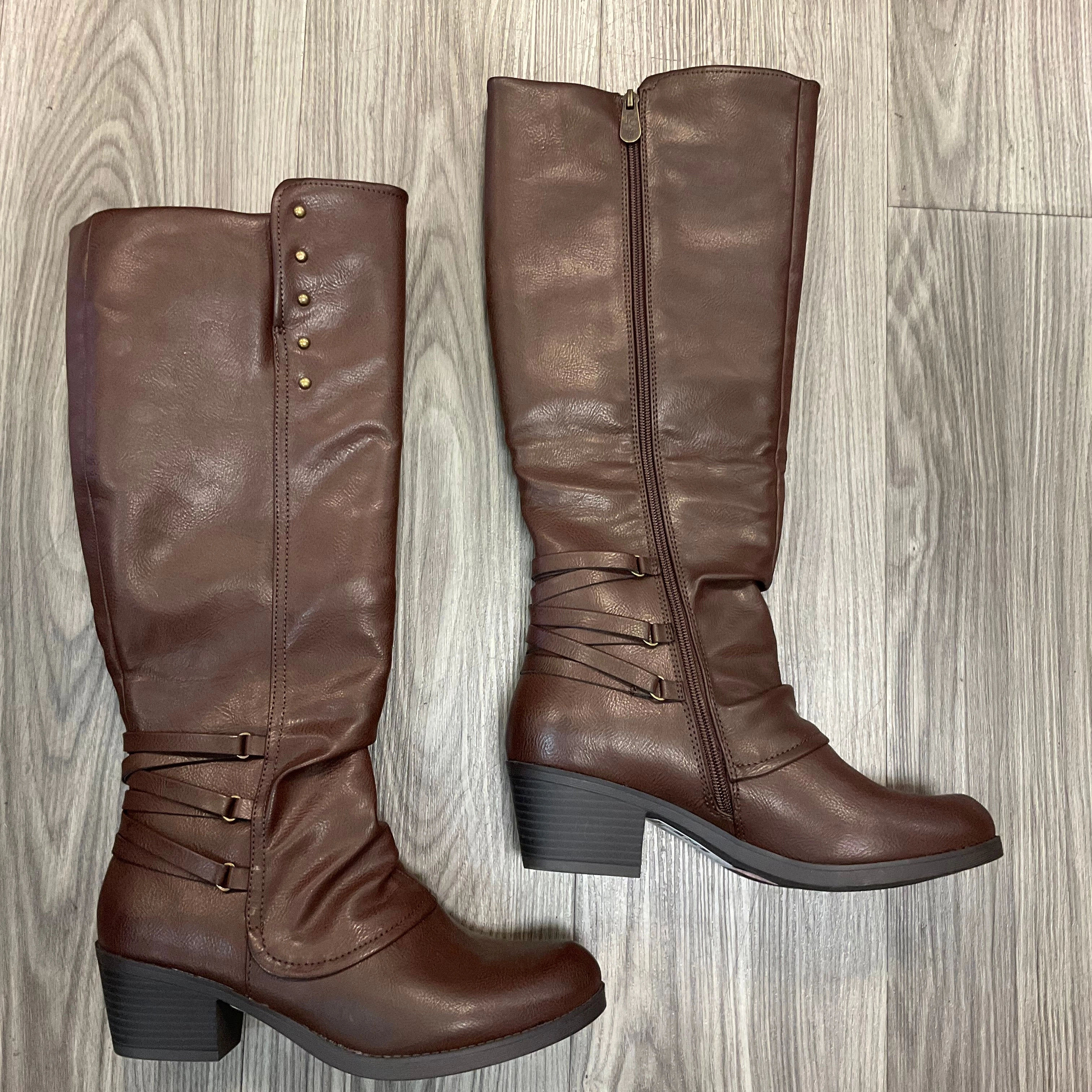 Factory Worker Flexible structure Boots Knee Heels By Clothes Mentor In Brown, Size: 8.5