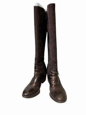Winter Fashion Durable Layer Boots Knee Flats By Donald Pliner In Brown, Size: 6