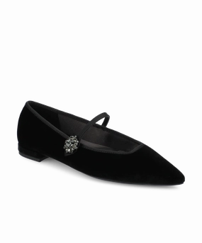 The Goldfinch 15 Mary Jane - Black Velvet Heel Stabilizer Leg Slim