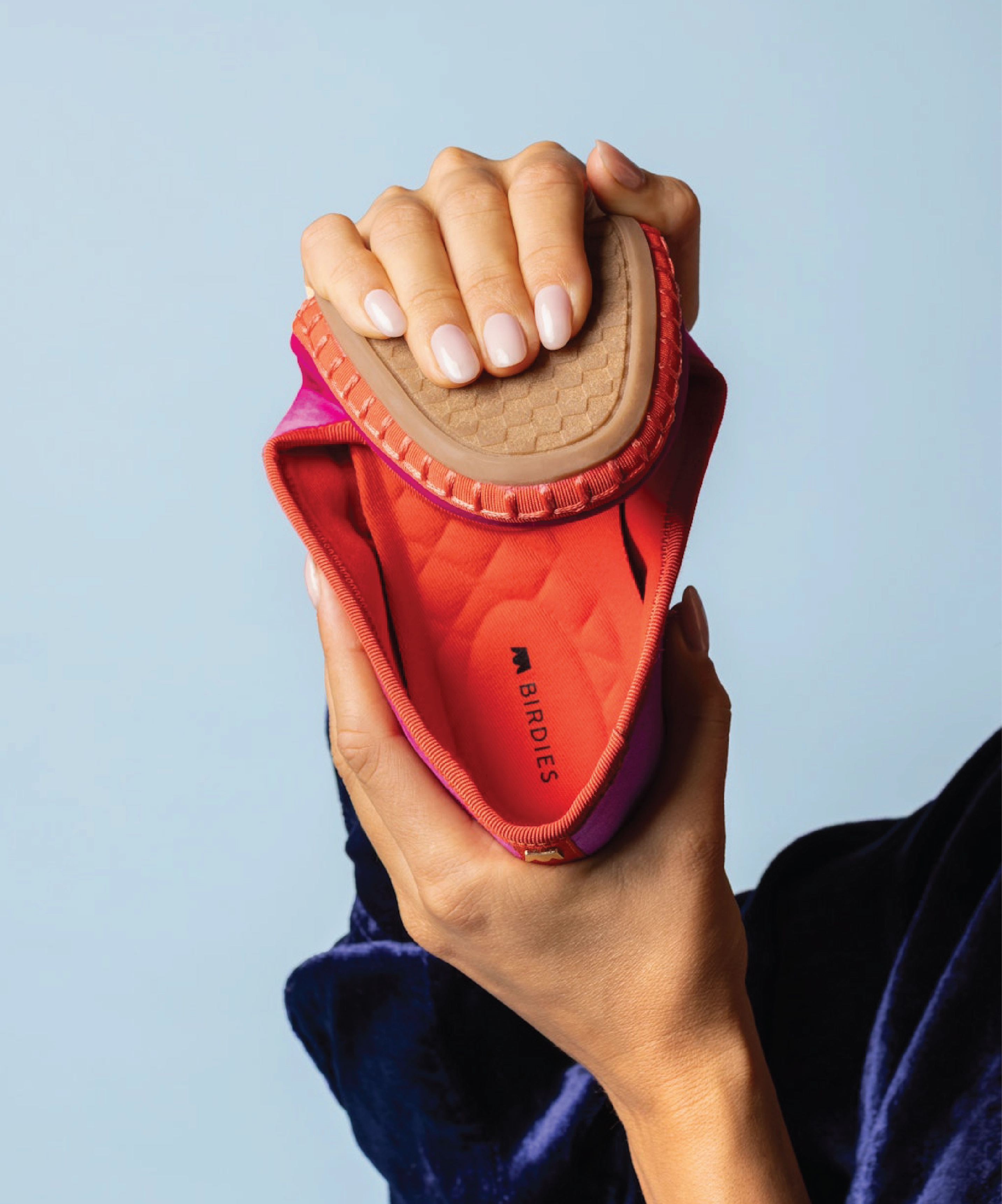 The Heron - Hot Pink Velvet Anti Bacterial Slip Resistant Sole