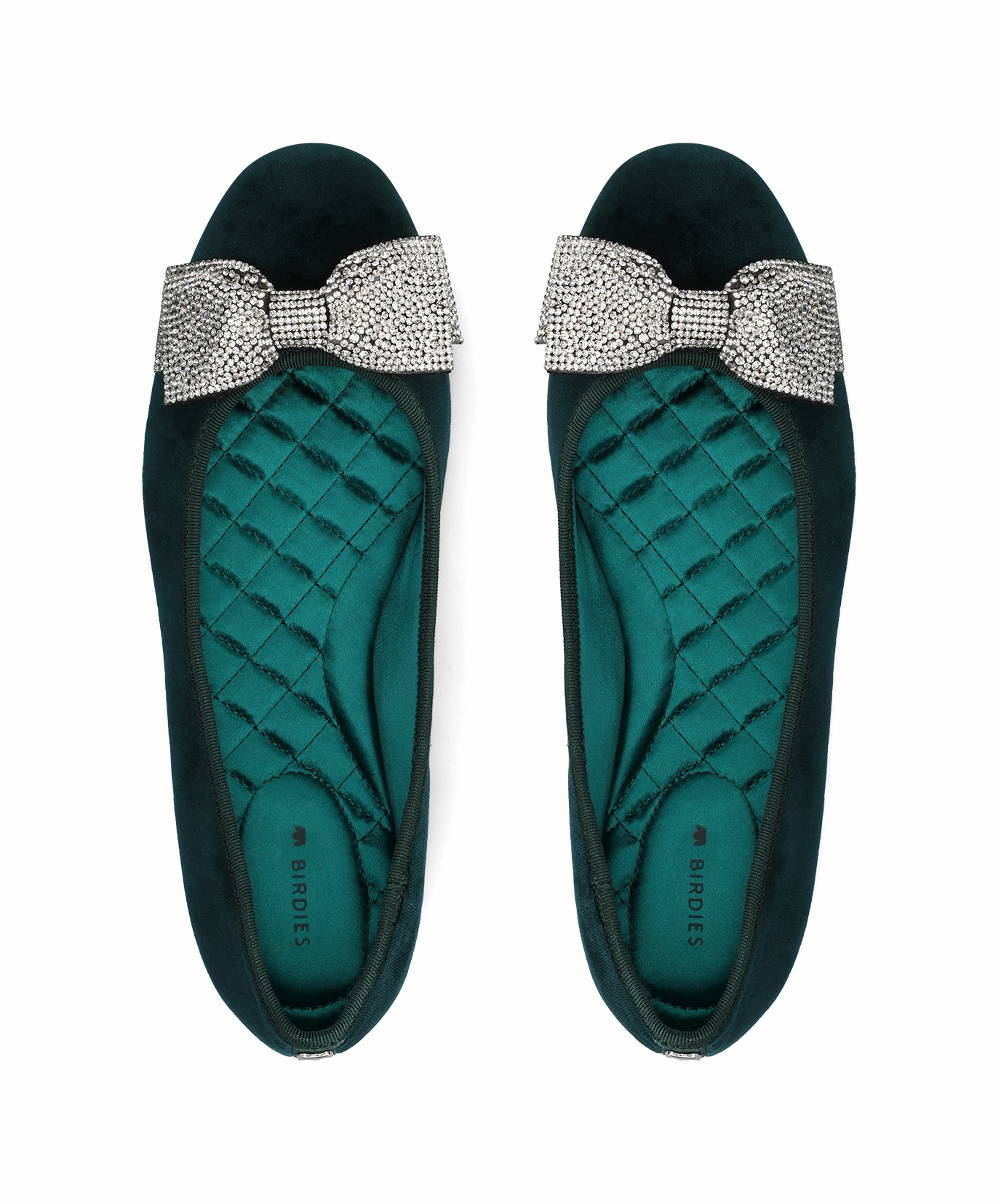 The Hummingbird Jewelry Bow - Royal Green Velvet Athletic Shine Silver