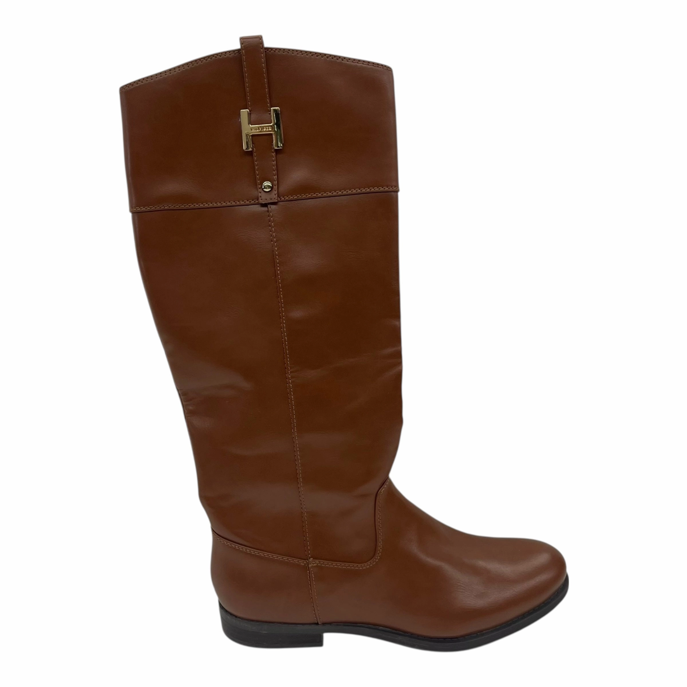 Boots Knee Flats By Tommy Hilfiger In Brown, Size:10 Soft Padding