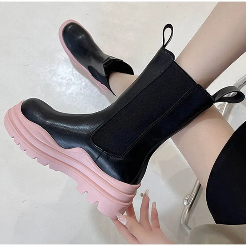 Thick bottom Chelsea women's boots