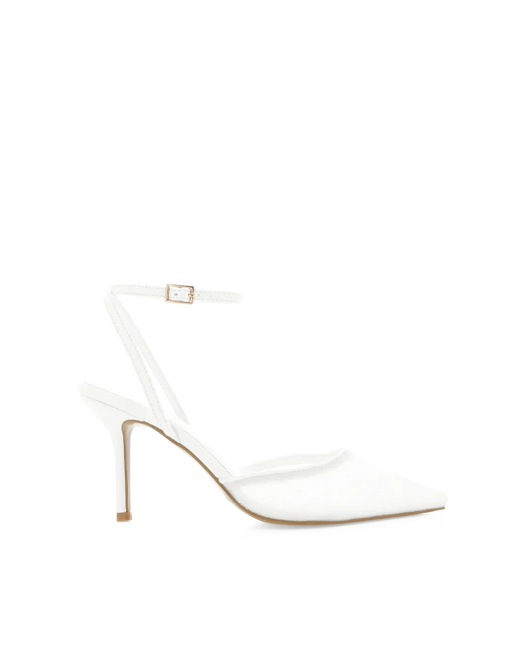 KETIFA - WHITE MESH Wide fit Statement Heel