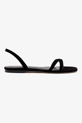 Happy Walk Footwear Annie Flat In Black Suede