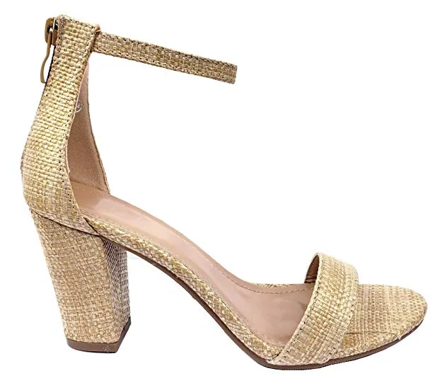 Top Moda Women's HAnnah-1 Ankle Strap High Heel Sandal, Raffia Natural (10, Raffia Natural)