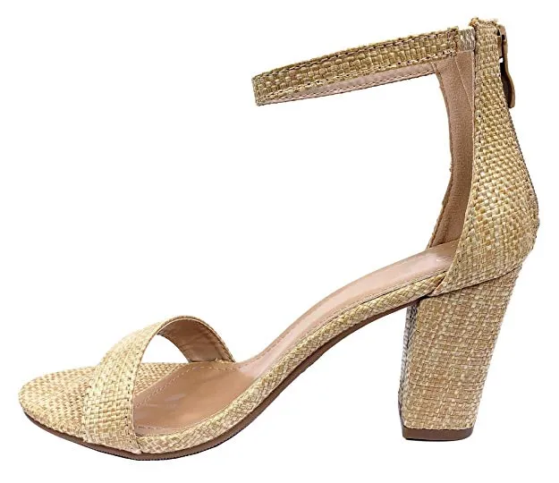 Top Moda Women's HAnnah-1 Ankle Strap High Heel Sandal, Raffia Natural (10, Raffia Natural)