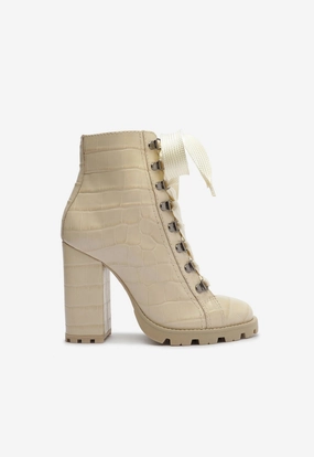 Leg Slim Zhara Crocodile-Embossed Leather Bootie
