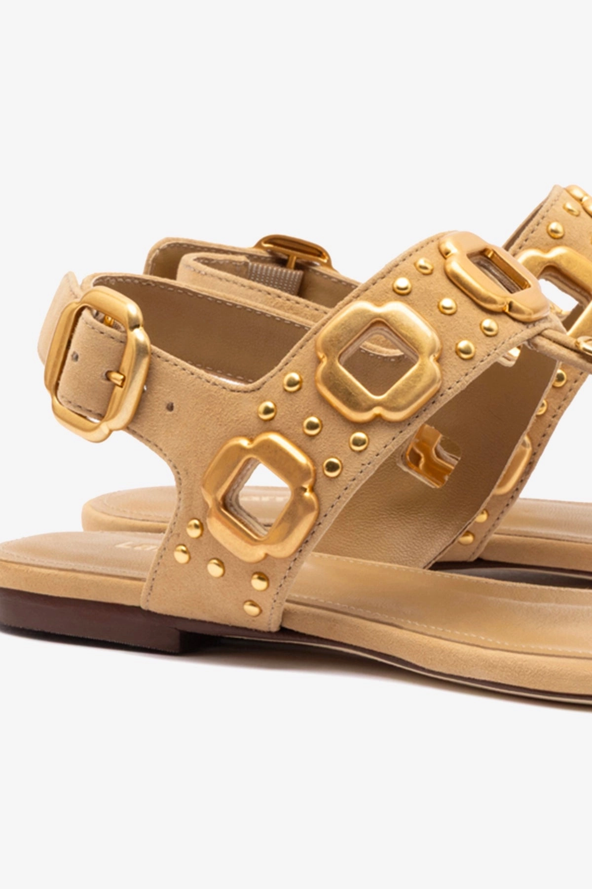 Milan Studs Thong Sandal In Peanut Suede Art Glow durable shoes