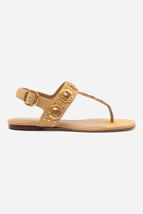 Milan Studs Thong Sandal In Peanut Suede Field Step