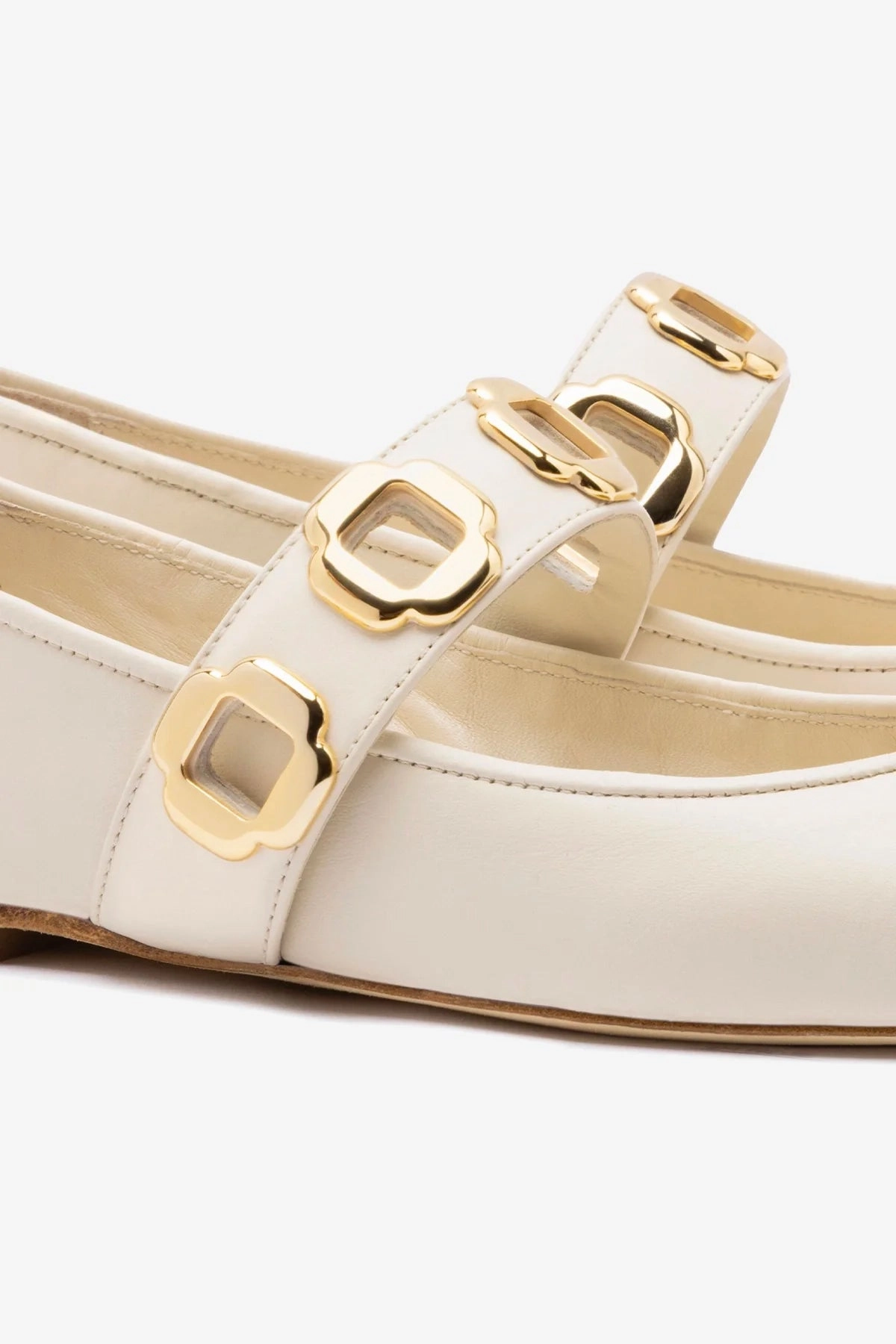 Milan Ballet Flat In Ivory Leather Yoga Path Casual Slip-On