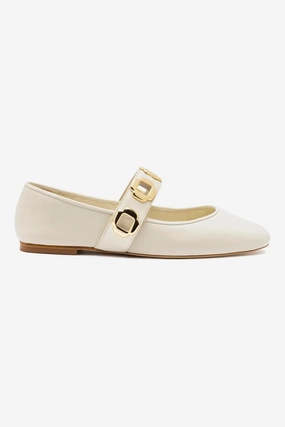 Milan Ballet Flat In Ivory Leather Cozy Walk