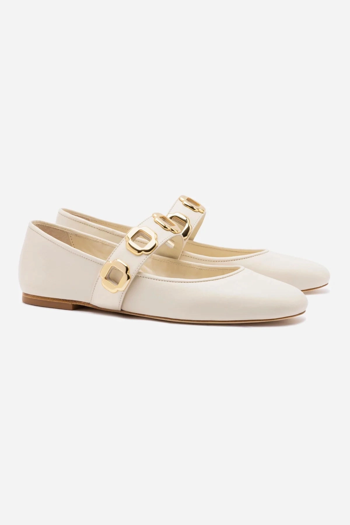 Milan Ballet Flat In Ivory Leather Celebrate Night