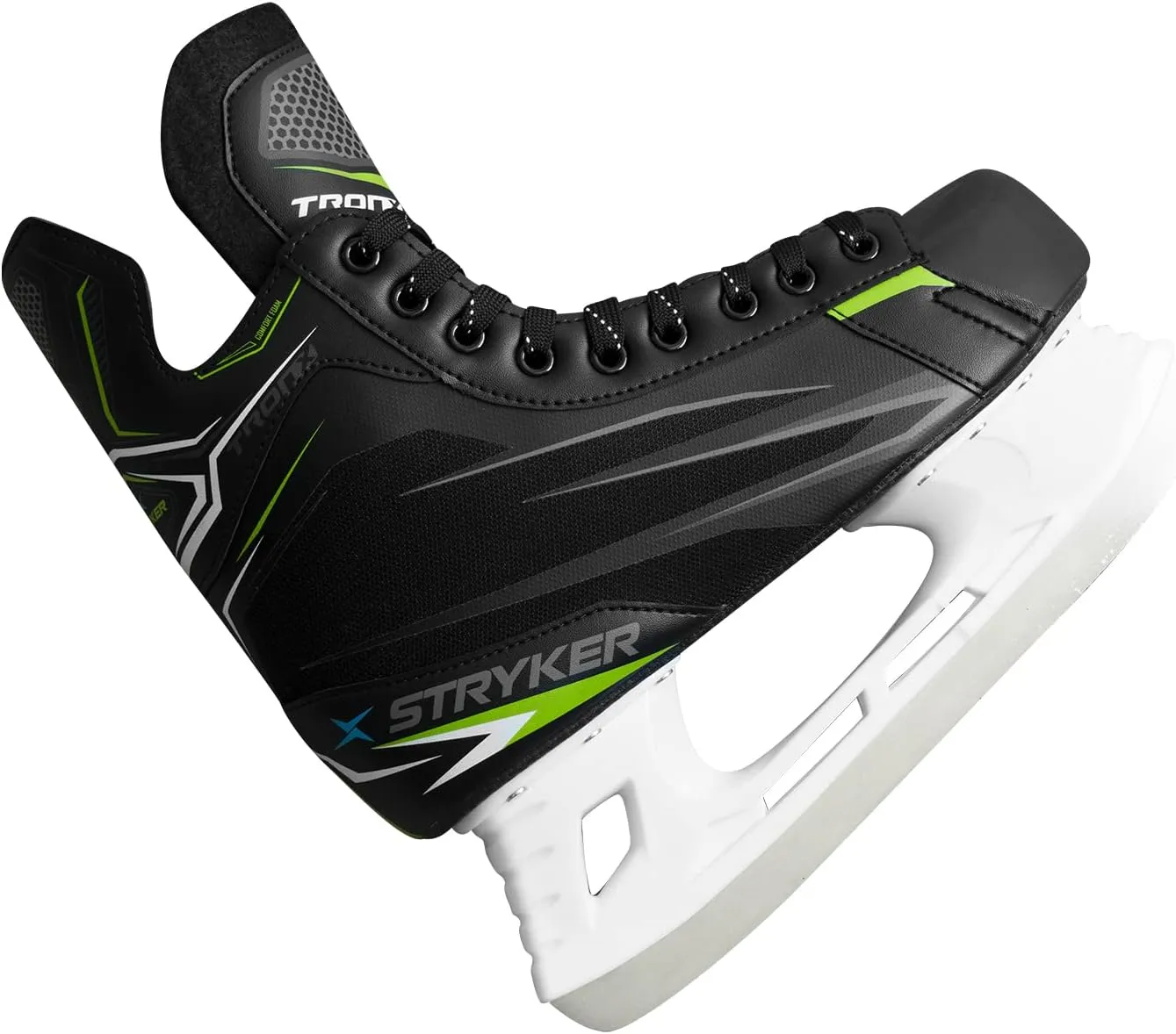 TronX Stryker Soft Boot Senior Men Boys Kids Ice Hockey Skates - All Adult and Junior Sizes - Great for Recreational Skating