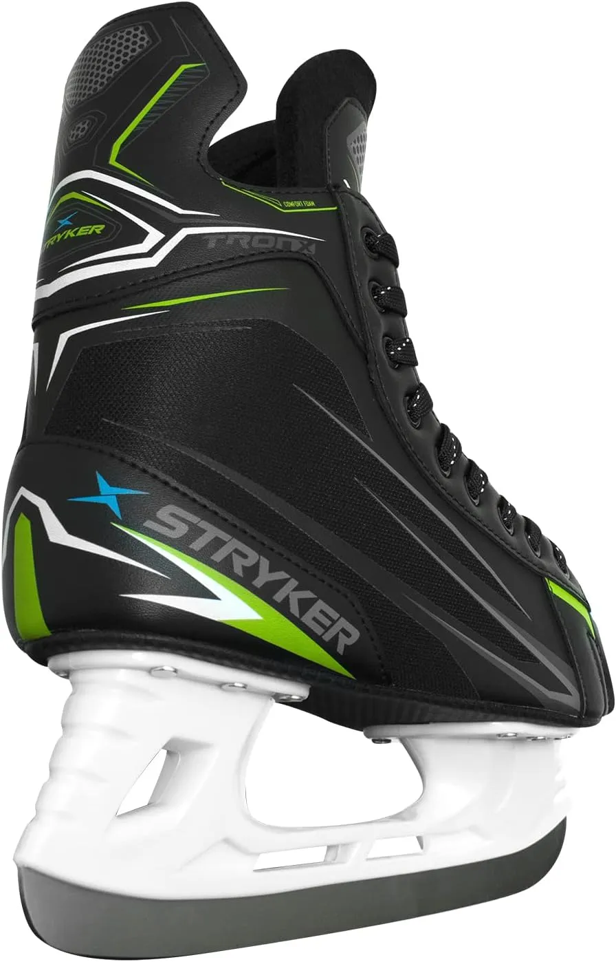 TronX Stryker Soft Boot Senior Men Boys Kids Ice Hockey Skates - All Adult and Junior Sizes - Great for Recreational Skating