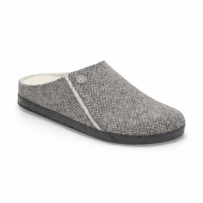 Women's Zermatt Shearling Narrow Herringbone Gray/Natural Wool Soft Sole Sandals
