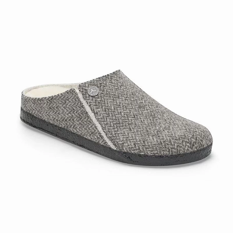 Women's Zermatt Shearling Narrow Herringbone Gray/Natural Wool Soft Sole Sandals