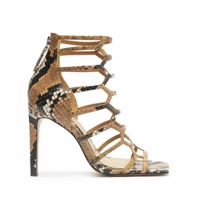 Julianna Snake-Embossed Leather Sandal Blown Rubber Outsole