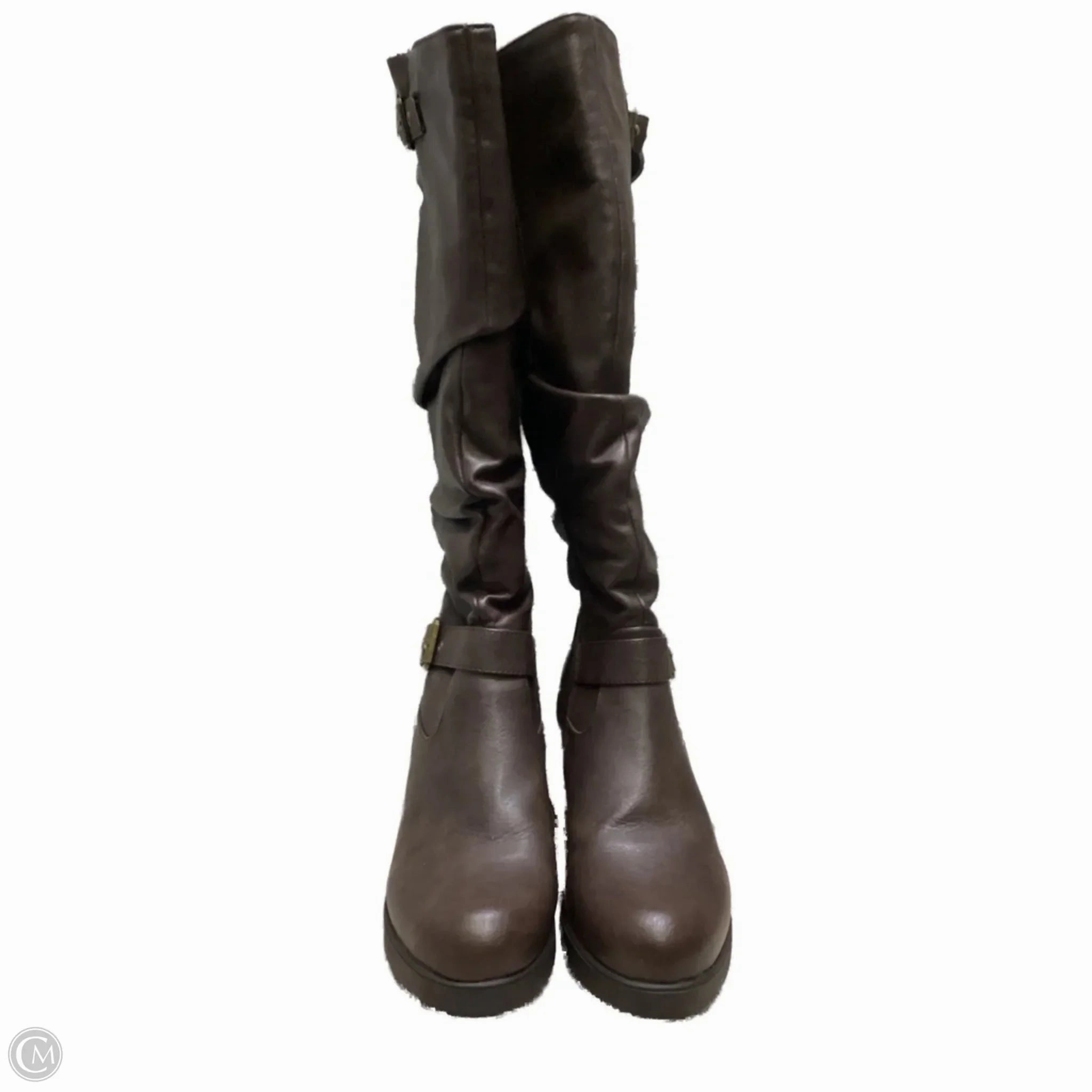 Sweat Wicking Urban Commute Boots Knee Heels By Clothes Mentor In Brown, Size: 8.5