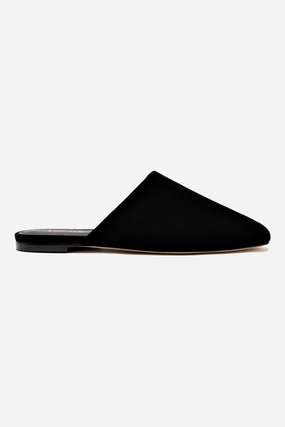 Venice Flat Mule and Pouch Kit In Black Suede Look Hunt