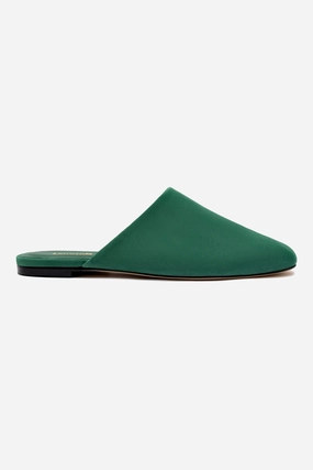 Comfortable Style Soft Interior Venice Flat Mule and Pouch Kit In Emerald Suede