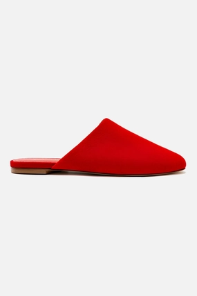 Soft Soles Cloud Comfort Footwear Venice Flat Mule and Pouch Kit In Scarlet Suede
