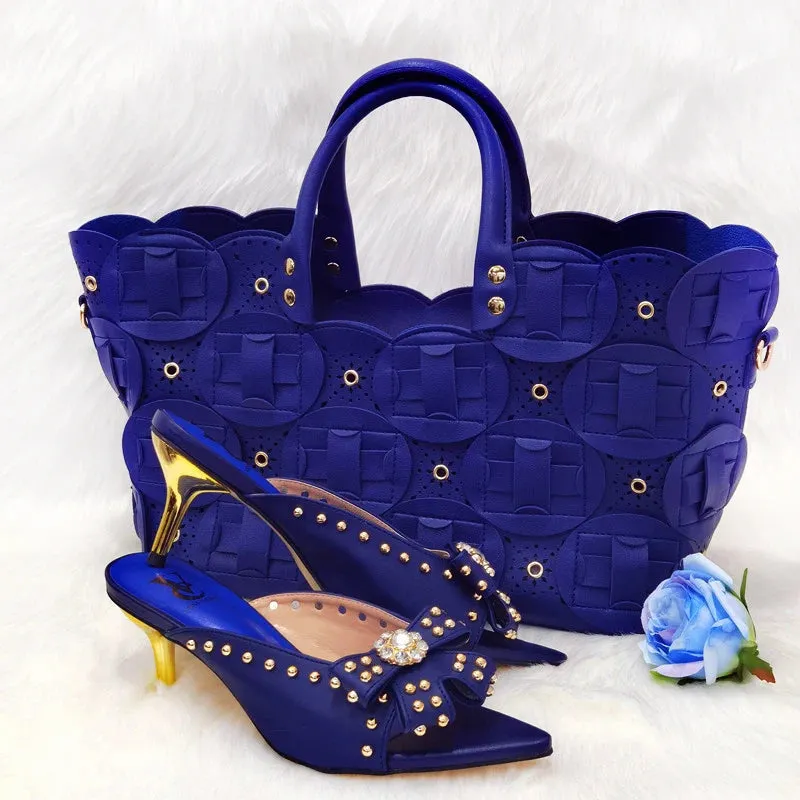 VENUS CHAN Riveted Slip On Shoes with Matching Bag