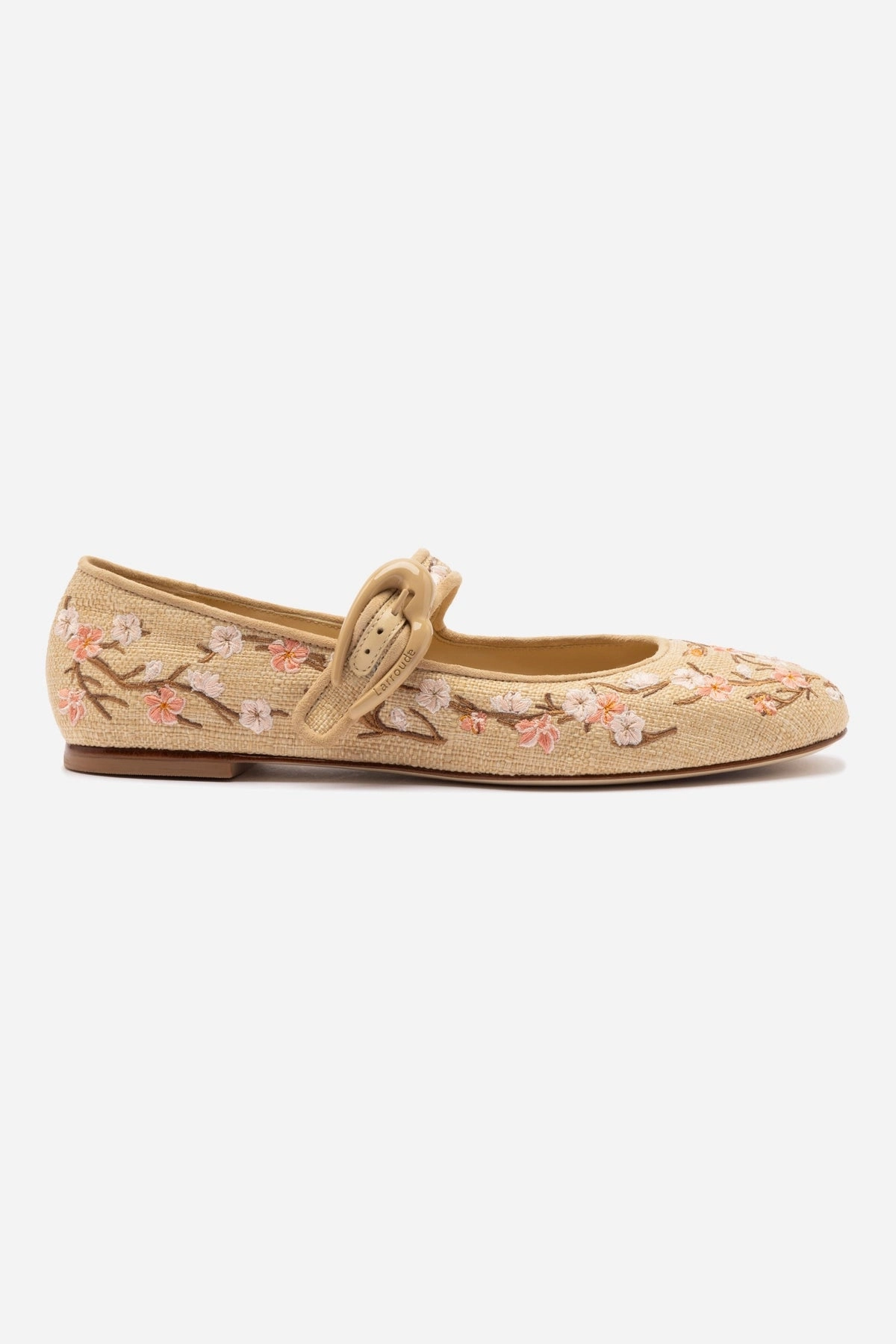 Cold Block Verona Ballet Flat In Beige Sakura Printed Raffia