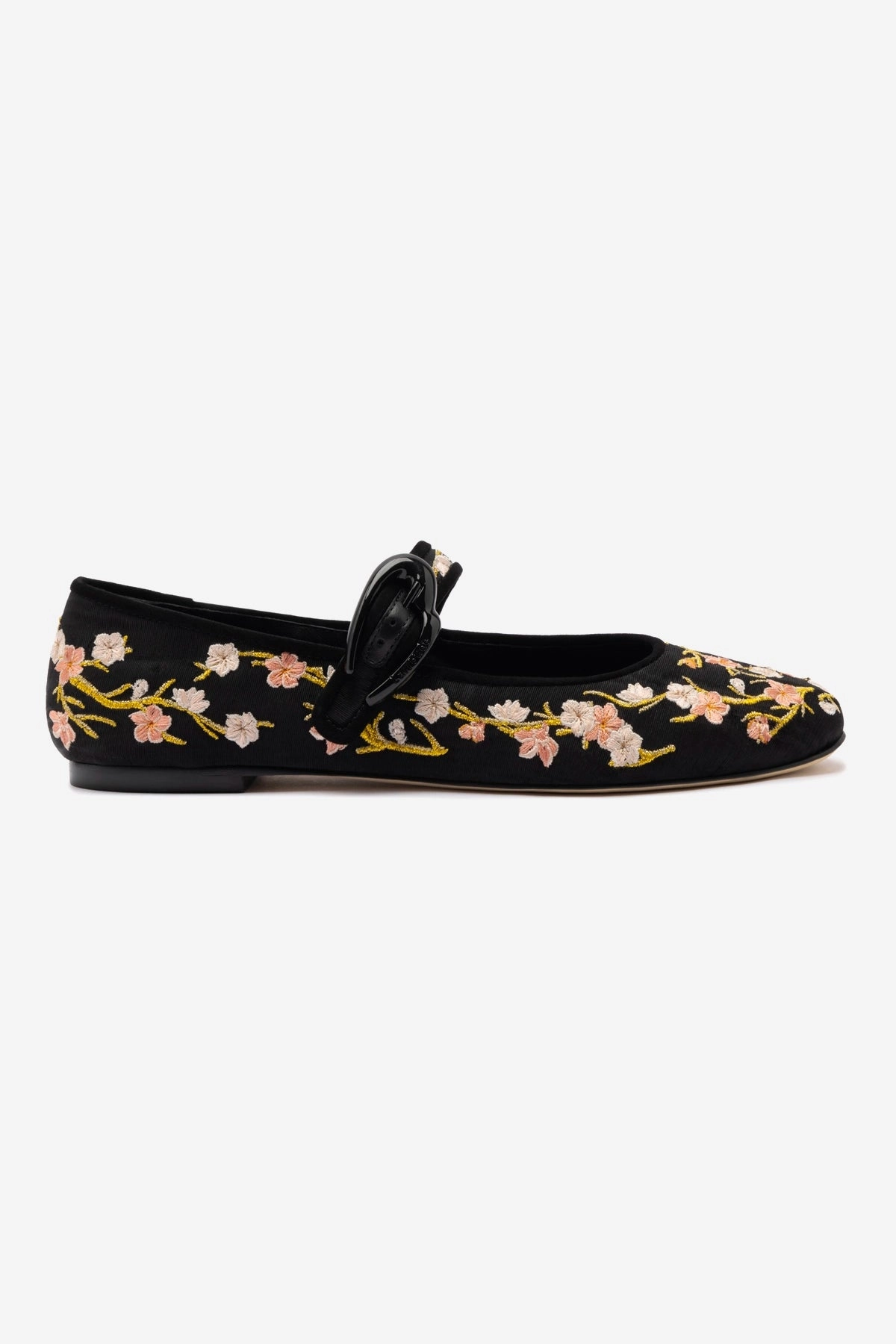 Verona Ballet Flat In Black Sakura Printed Fabric Hill Glow Walkable Flats